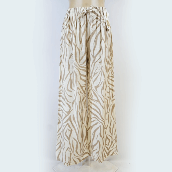Pantalon fluide motifs beiges