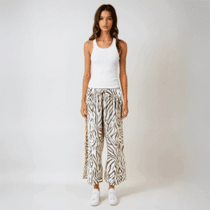 Pantalon fluide motifs bruns