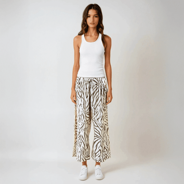 Pantalon fluide motifs bruns