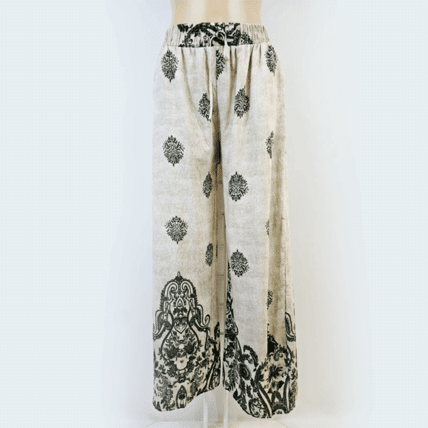 Pantalon fluide motifs noirs