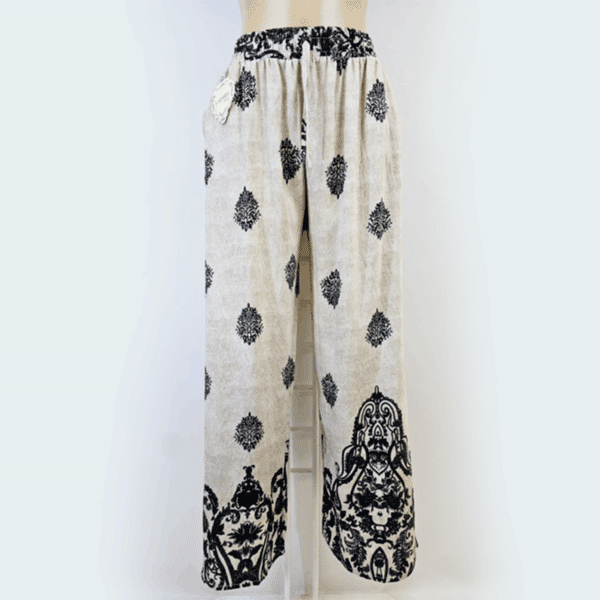 Pantalon fluide motifs noirs