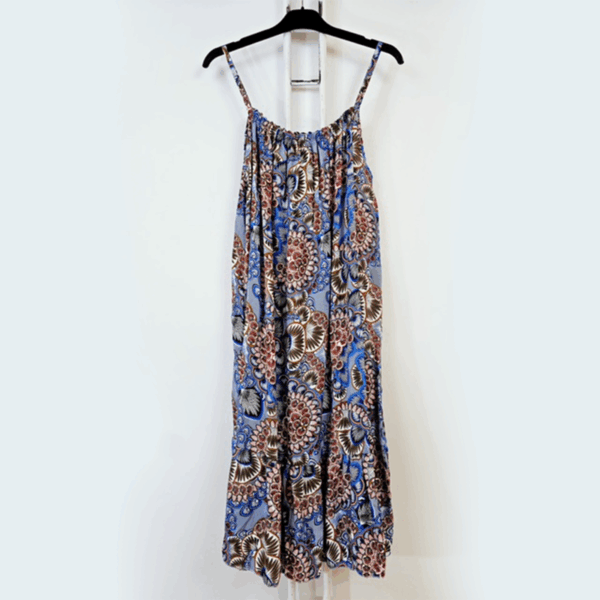 Robe longue bleu motifs