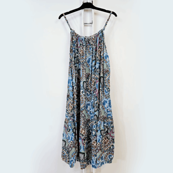 Robe longue verte motifs