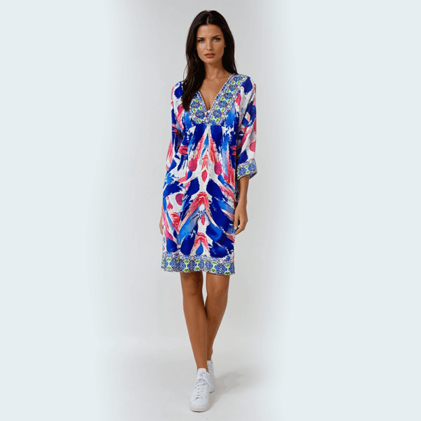 Robe courte à manches longues colorées