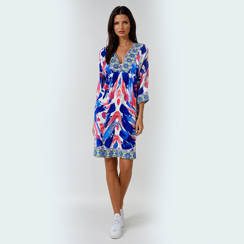 Robe courte à manches longues colorées