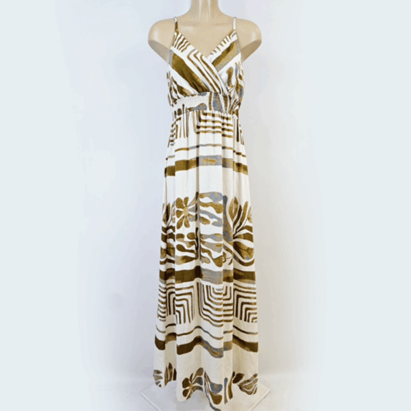 Robe longue motifs beiges