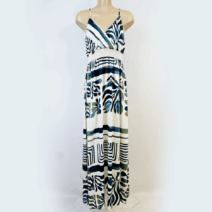 Robe longue motifs bleus