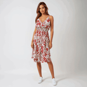 Robe courte motifs rouges