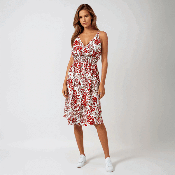 Robe courte motifs rouges