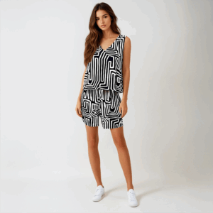 Combinaison short noir et blanc
