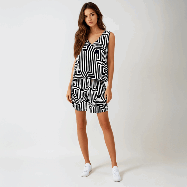 Combinaison short noir et blanc