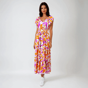 Robe colorée orange et rose