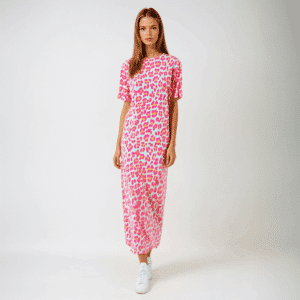 Robe longue léopard fuchsia