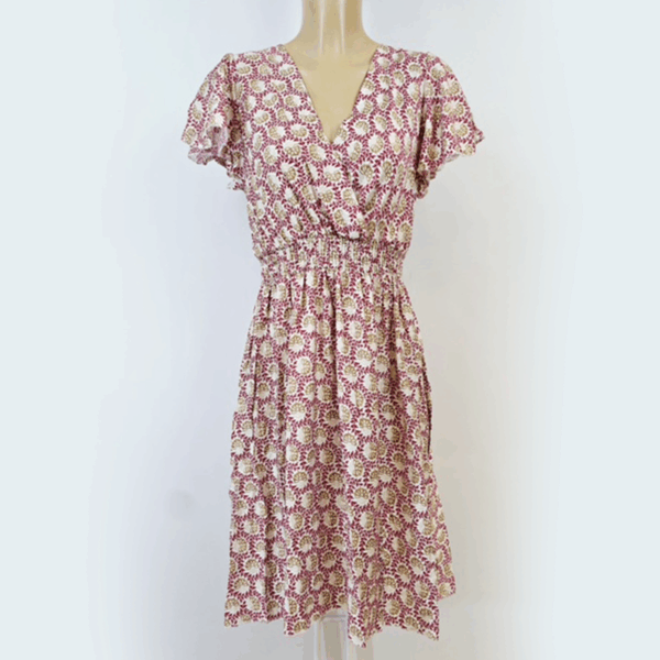 Robe courte à motifs rose