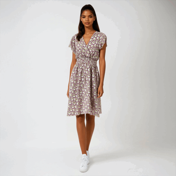 Robe courte à motifs rose