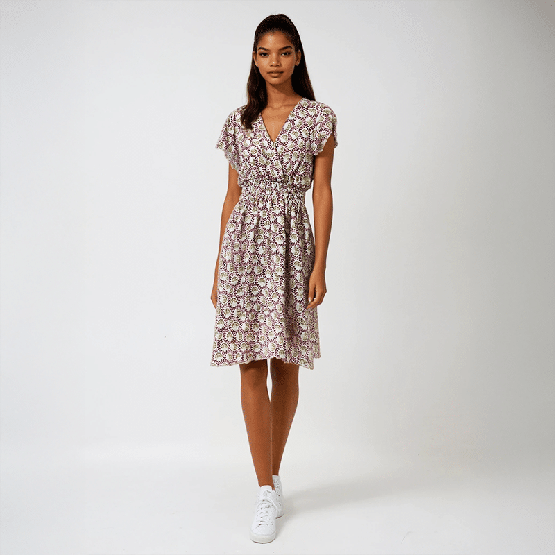 Robe courte à motifs rose